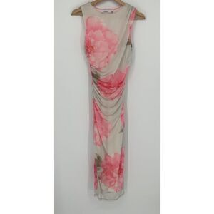 MARION Floral Mesh Ruched Dress in Multicolor